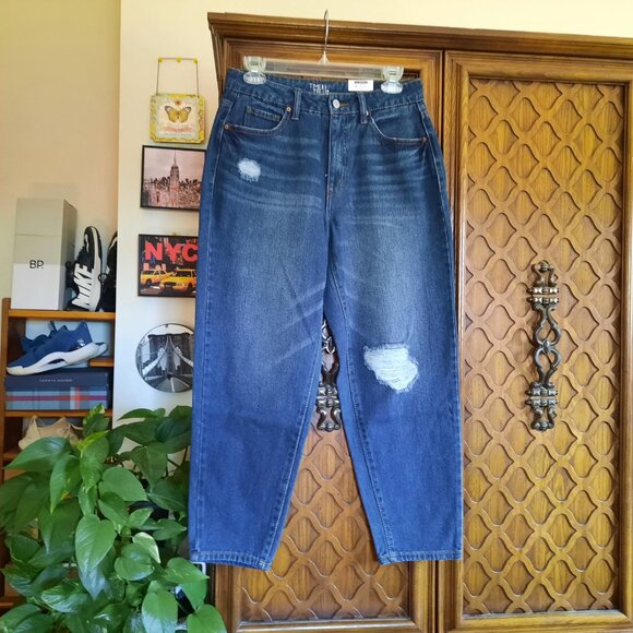 Vintage Crop High-Rise Barrel Jeans NWT! - Blue, Size 4 - Picture 3 of 16